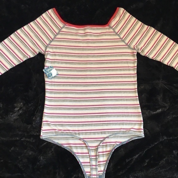 Free People Put a Stripe on It Thong Bodysuit. S, L - Picture 8 of 8